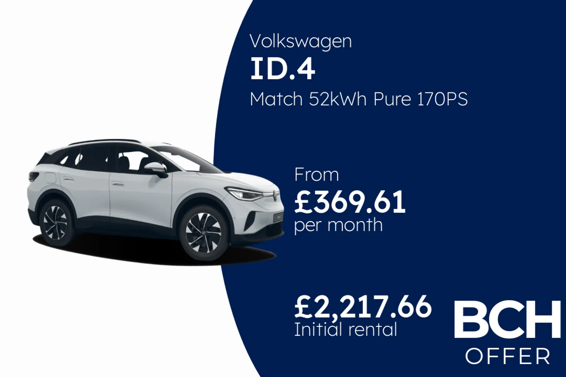 Volkswagen Match 52kWh Pure 170PS 1-speed automatic 5 door BCH Finance Offer From £369.61 Per Month  