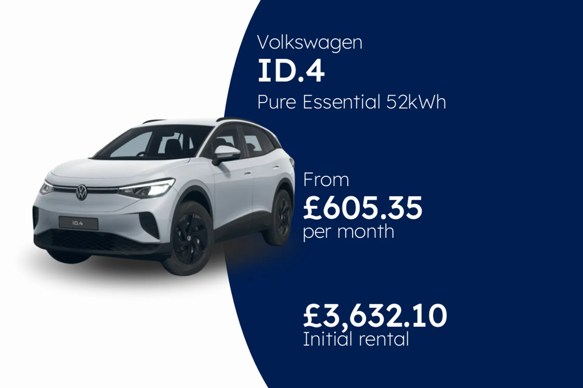 Volkswagen Pure Essential 52kWh 170PS 1-speed automatic 5 Door BCH Finance Offer From £605.35 Per Month