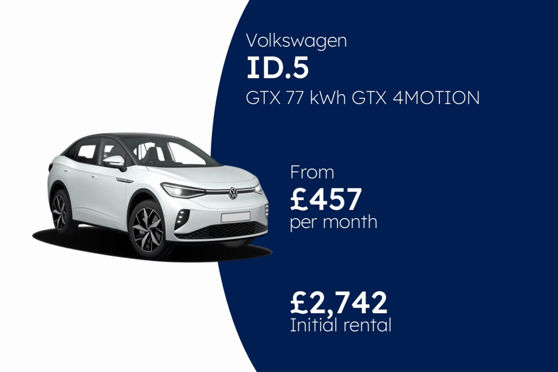 Volkswagen GTX 77 kWh GTX 4MOTION 340PS 1-speed automatic 5 door BCH Finance Offer From £457.00 Per Month