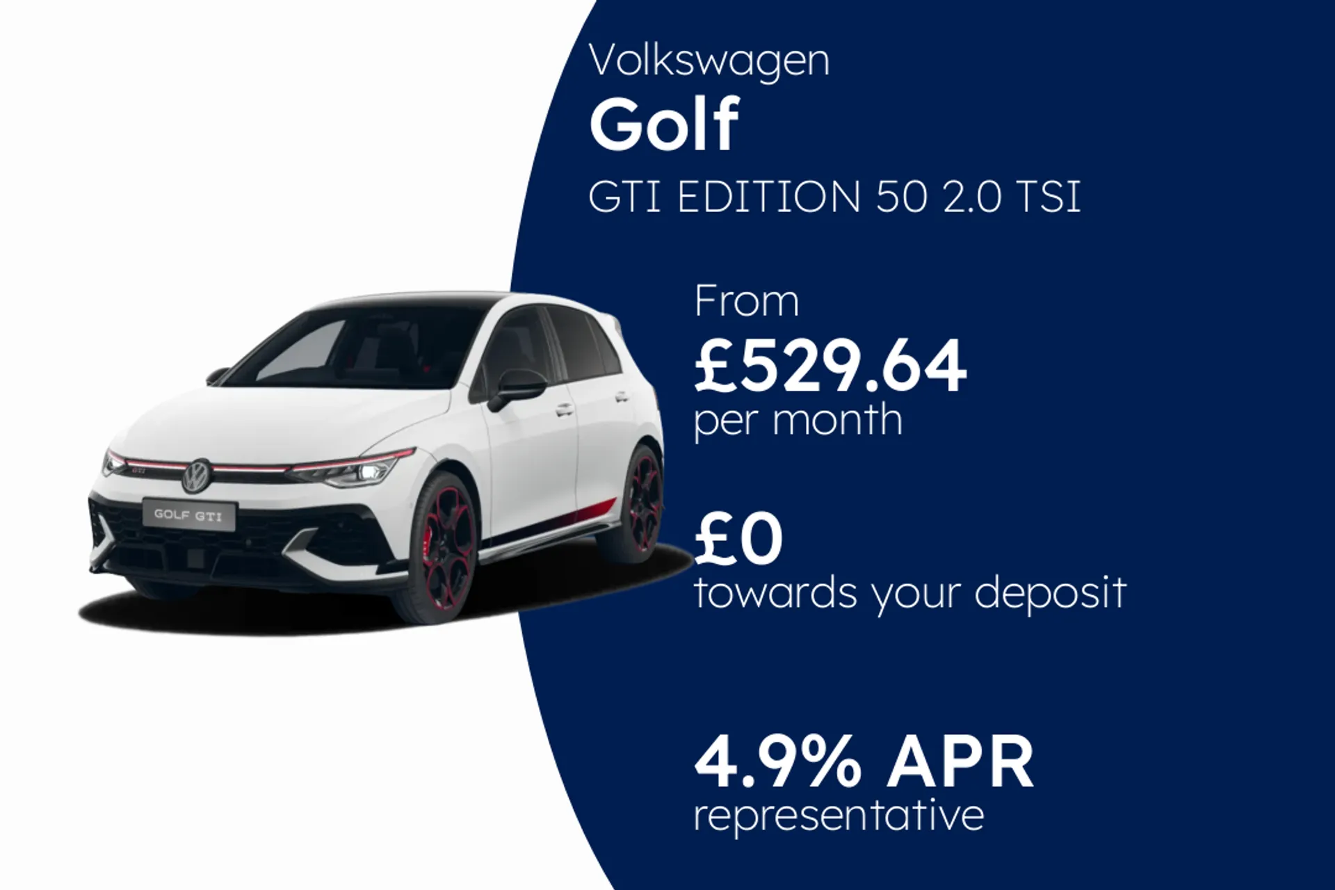 Volkswagen GTI EDITION 50 2.0 TSI 325 PS 7-Speed DSG 5 Door PCP Finance Offer From £529.64 Per Month  