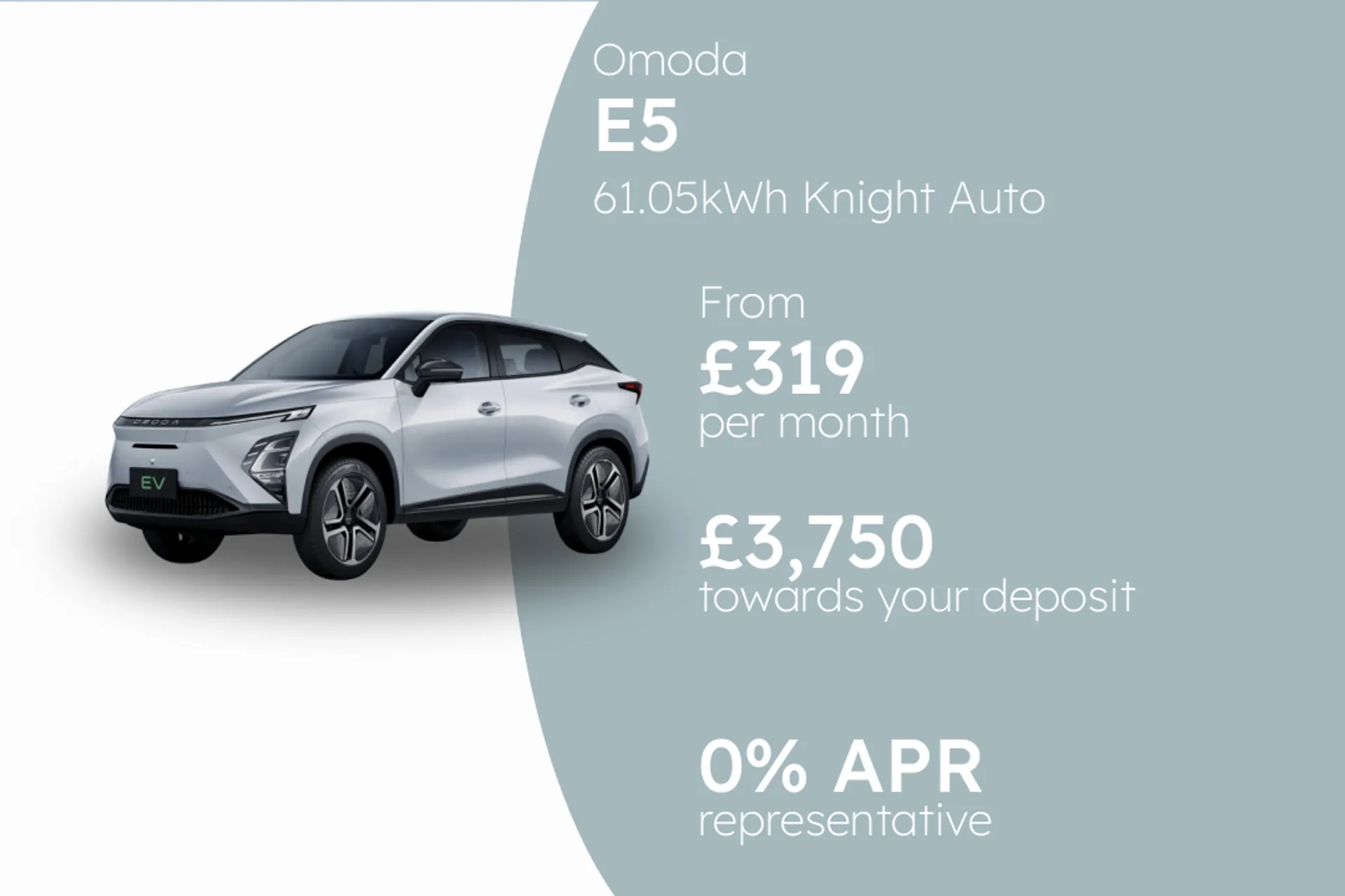 Omoda 61.05kWh Knight Auto PCP Finance Offer From £319.00 Per Month  