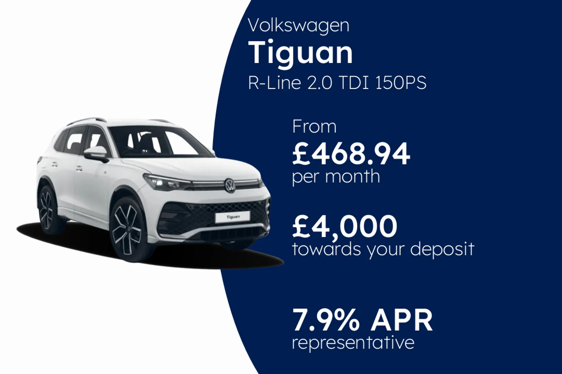Volkswagen R-Line 2.0 TDI 150PS 7-Speed DSG 5 Door PCP Finance Offer From £468.94 Per Month  