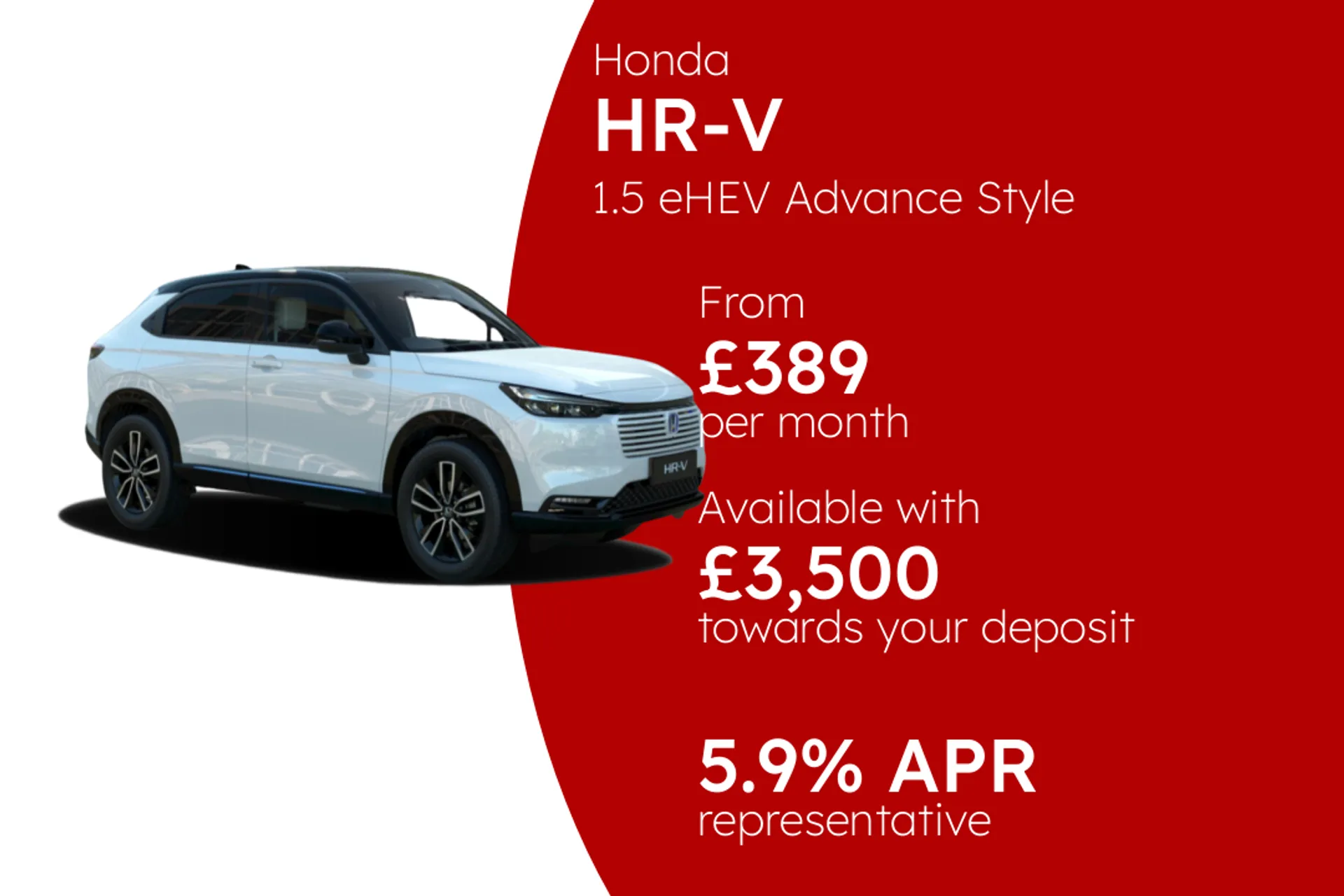 Honda 1.5 eHEV Advance Style Plus 5dr CVT MY25 PCP Finance Offer From £389.00 Per Month 5.90%