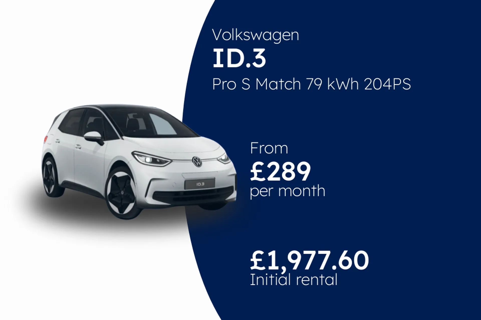 Volkswagen Pro S Match 79 kWh 204PS 1-speed automatic 5 door BCH Finance Offer From £289.00 Per Month