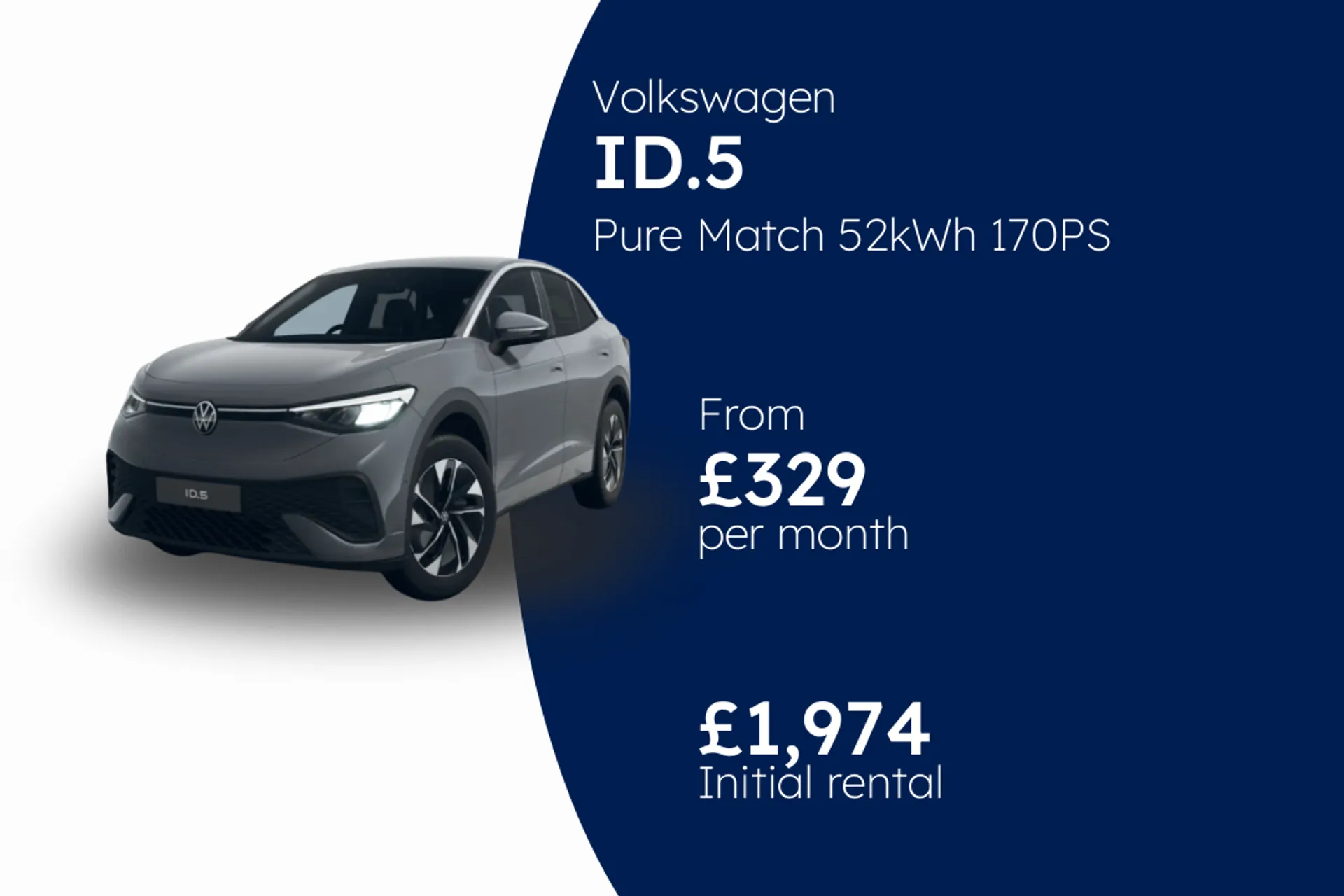 Volkswagen Pure Match 52kWh 170PS 1-speed automatic 5 Door BCH Finance Offer From £329.00 Per Month
