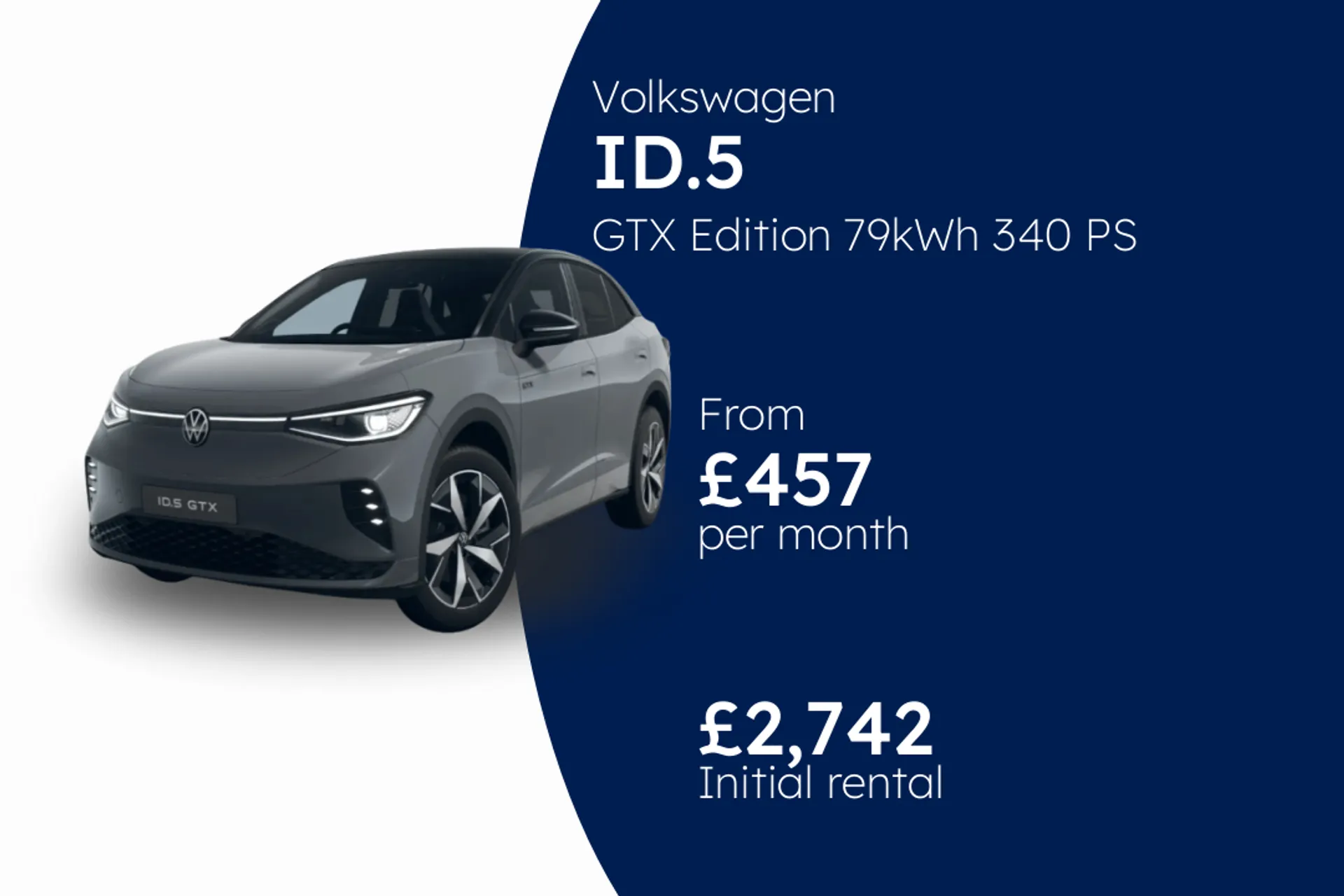 Volkswagen GTX Edition 79kWh 340 PS one-speed automatic five-door BCH Finance Offer From £457.00 Per Month  