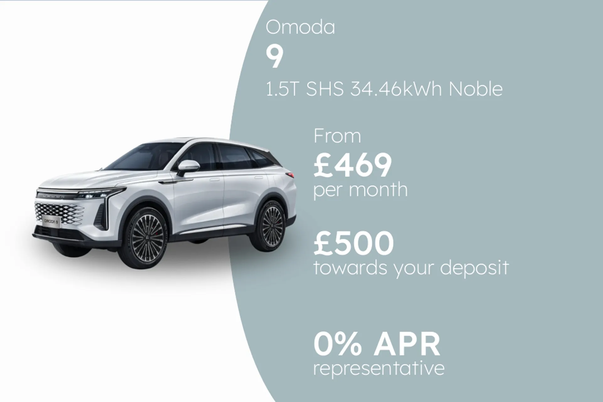 Omoda 1.5T SHS 34.46kWh Noble DHT3 4WD PCP Finance Offer From £469.00 Per Month 0%