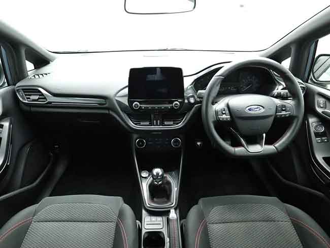 Interior view of Ford Fiesta in showroom