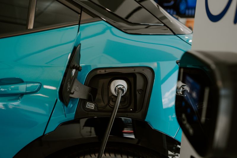 Charging port with an open flap on a Vauxhall Mokka