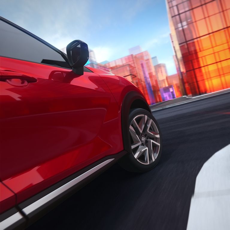 2025 Nissan Juke in red alloy wheels