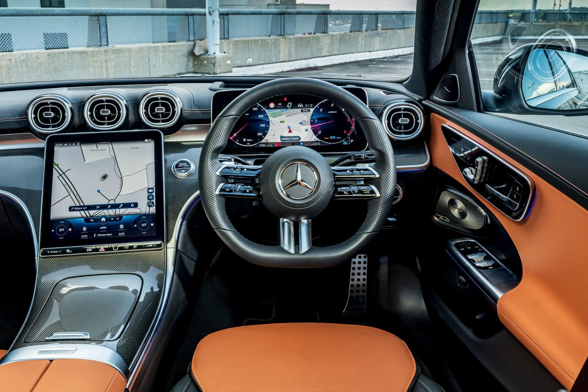 Silver Mercedes C-Class interior