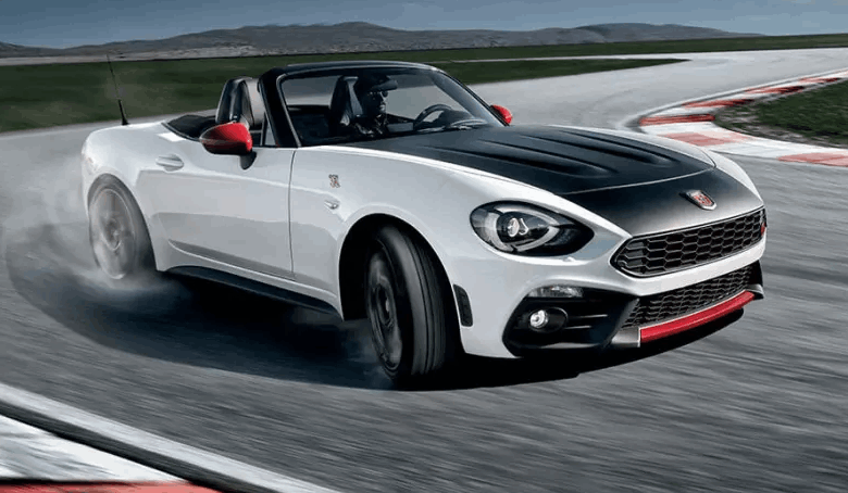 White and Black Abarth Spider on Race Track