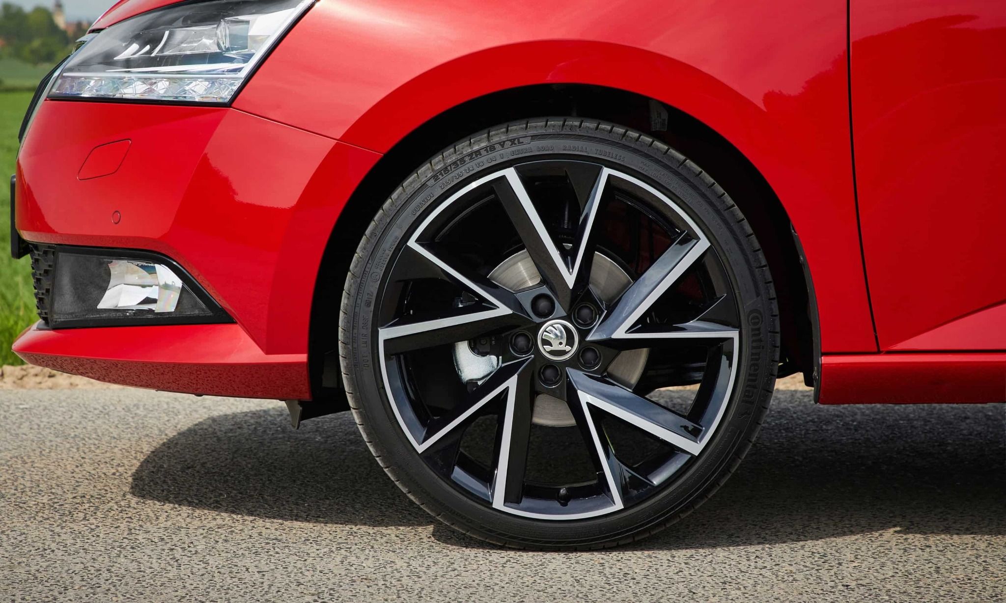 Close up of skoda wheel