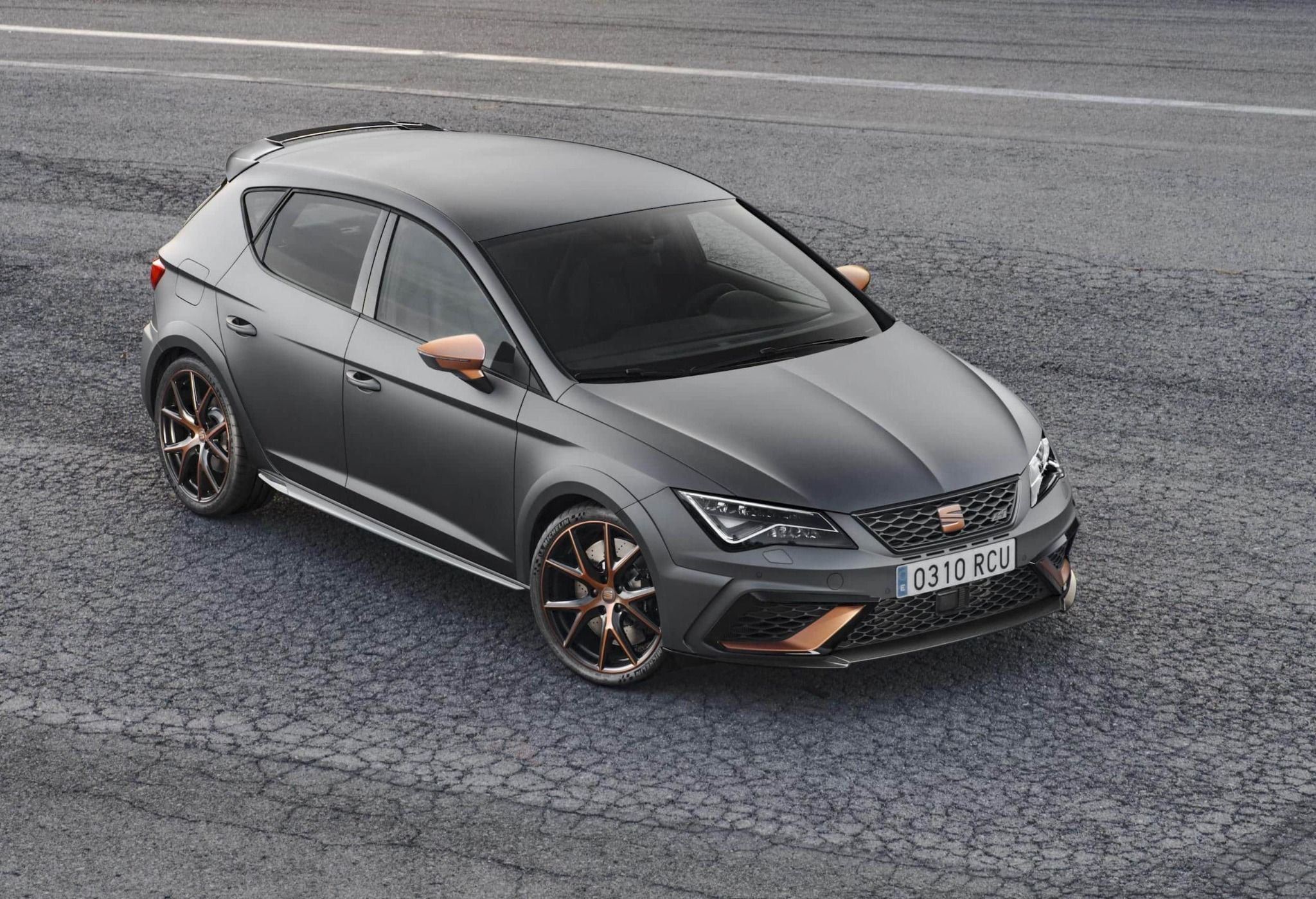 Birds eye view of the CUPRA Leon plug in hybrid parked up