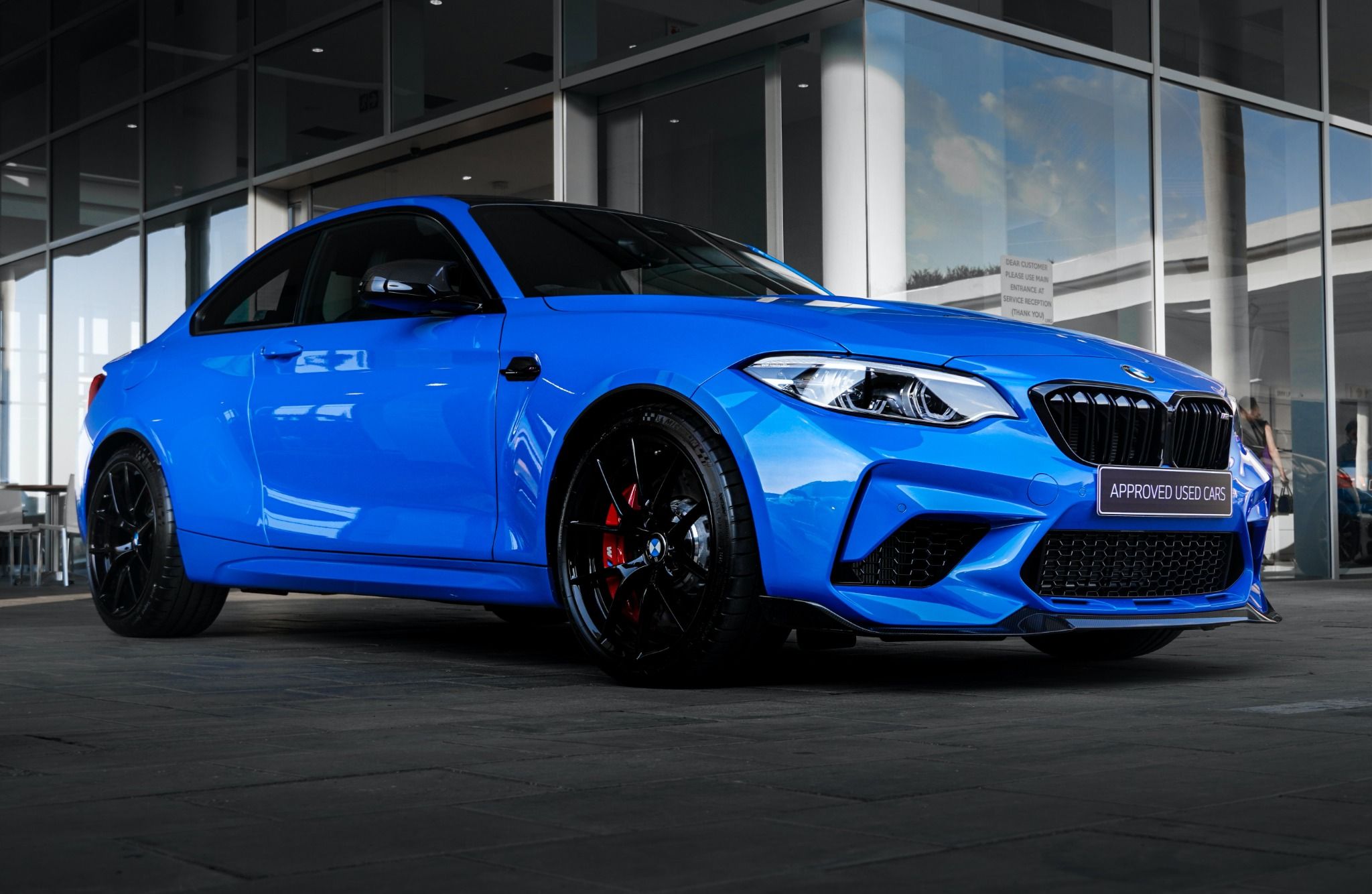 Side view of Blue BMW M2