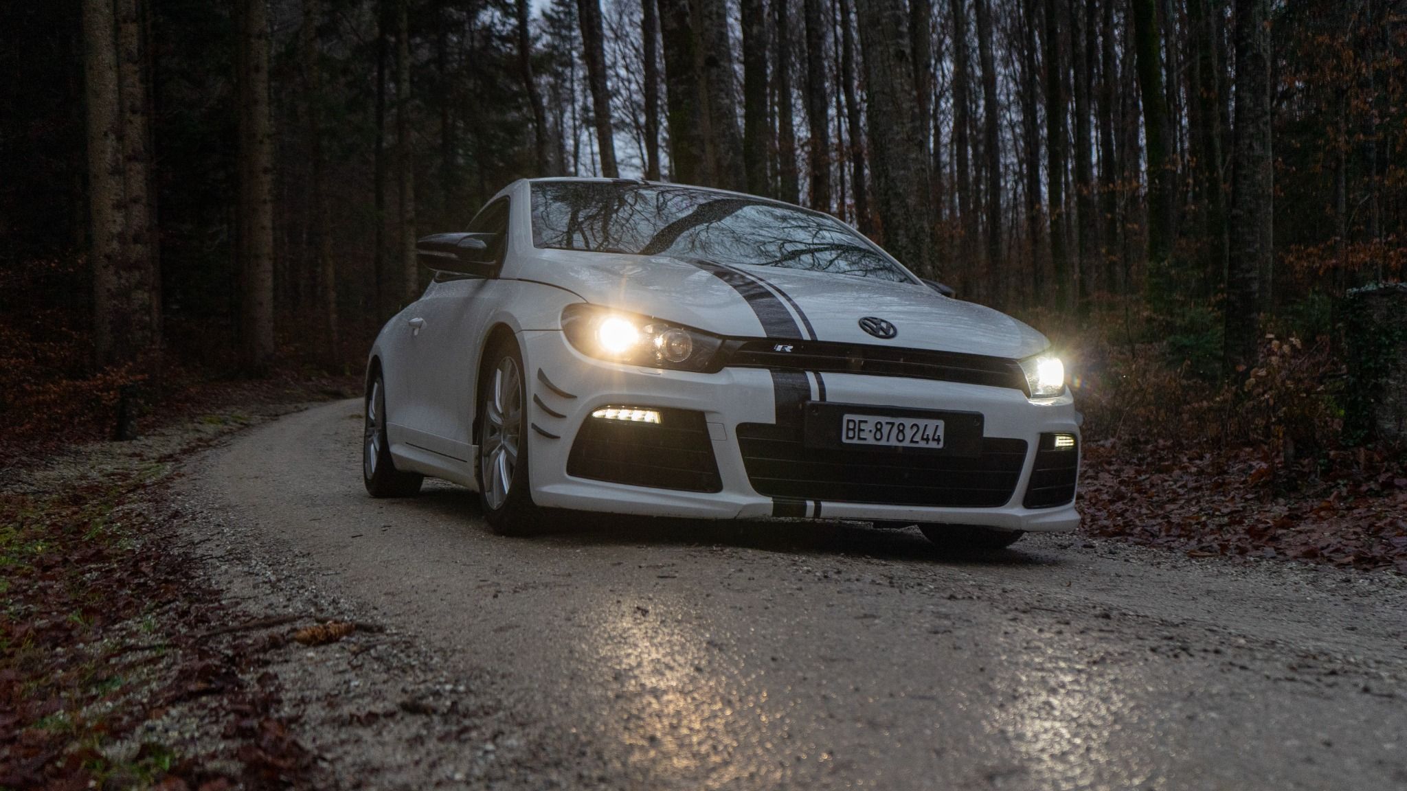 Volkswagen Scirocco R driving in the dark