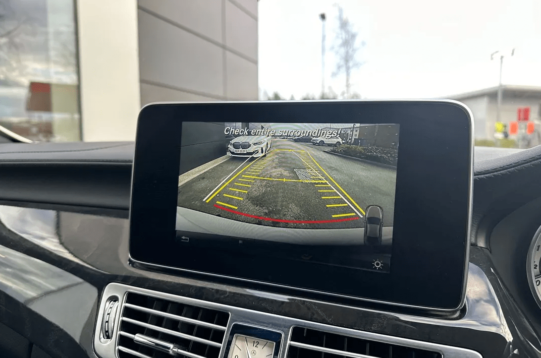 view of a screen showing car reversing camera