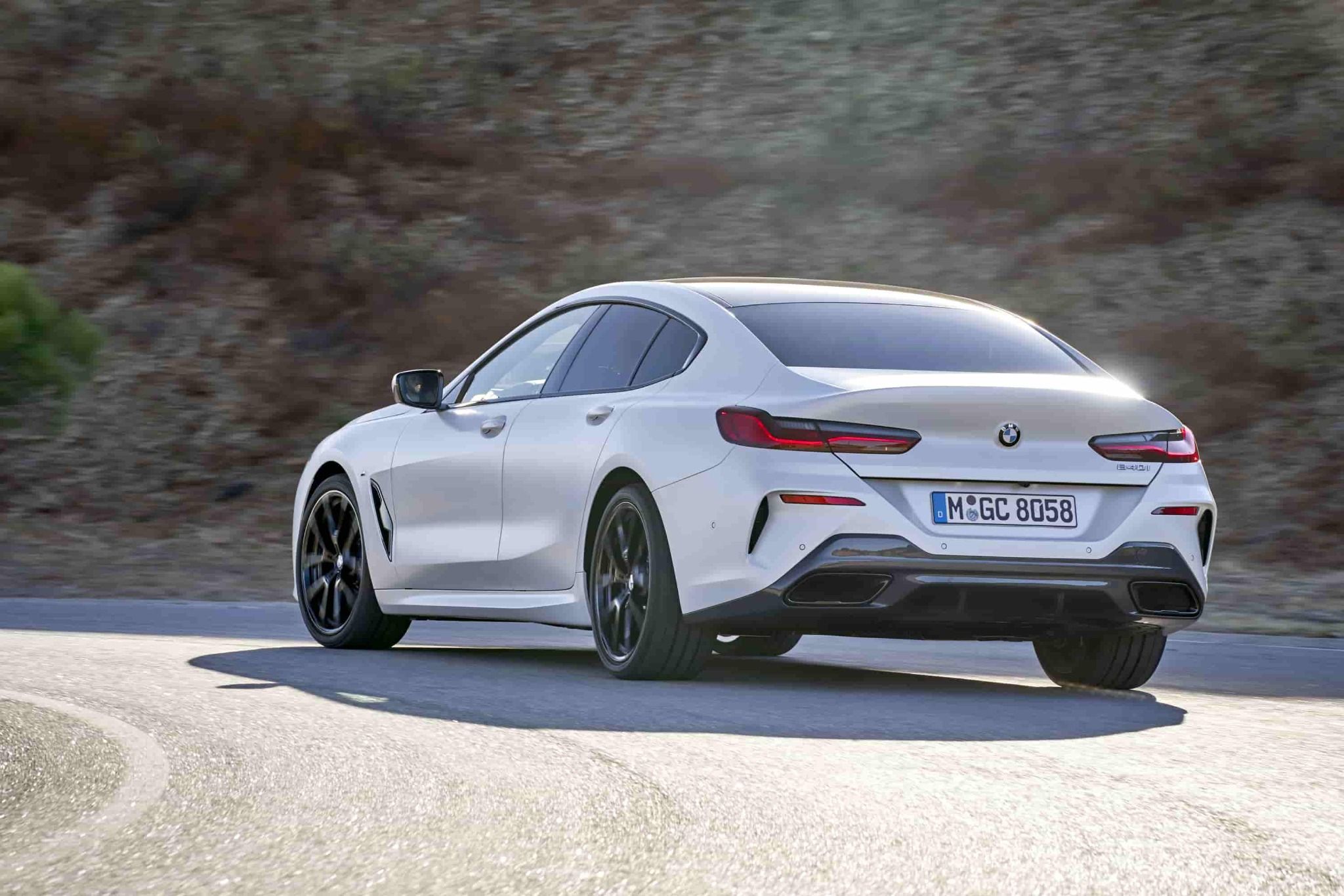 Rear view of white bmw 8 series