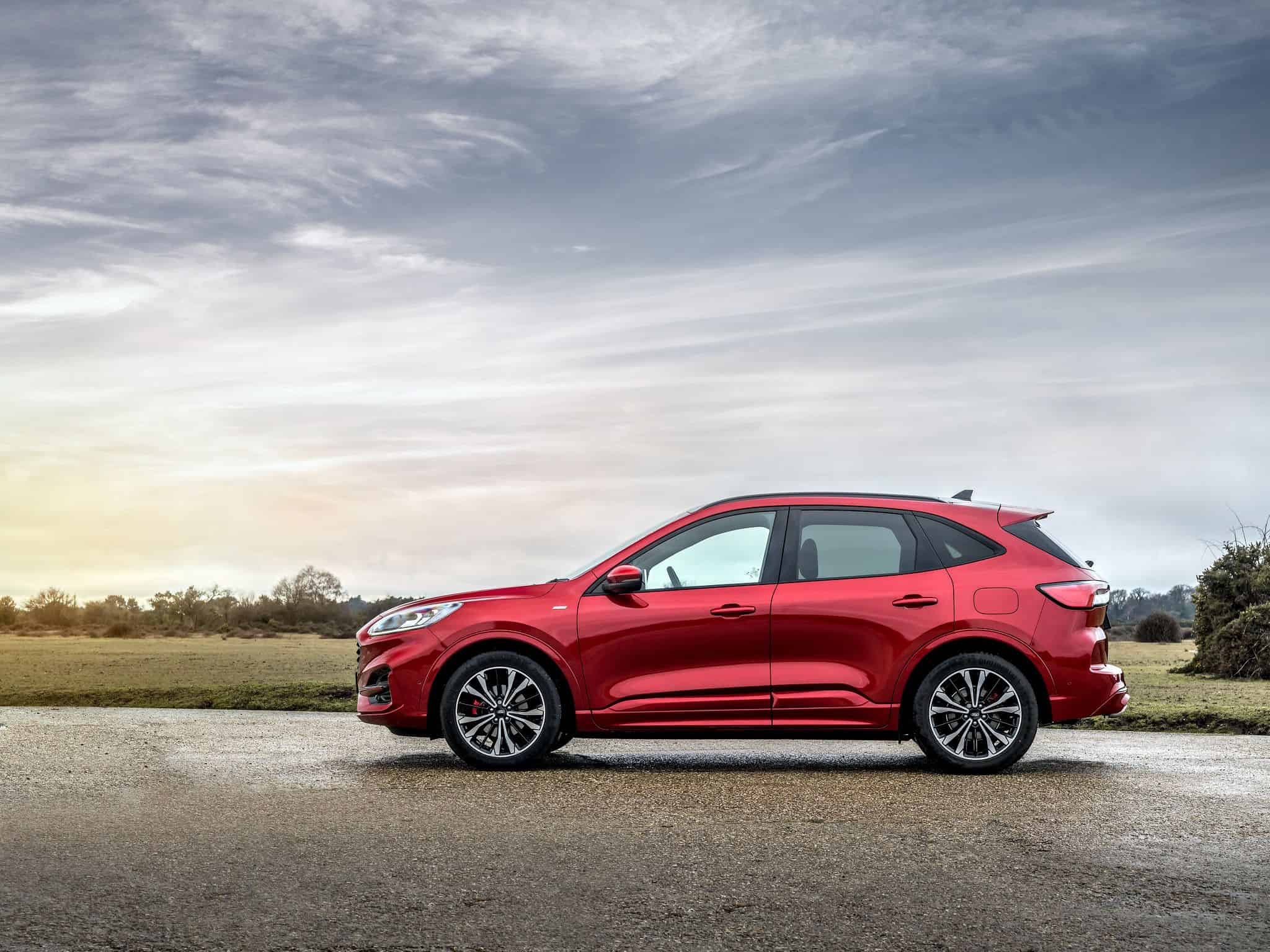 Red Ford Kuga parked up