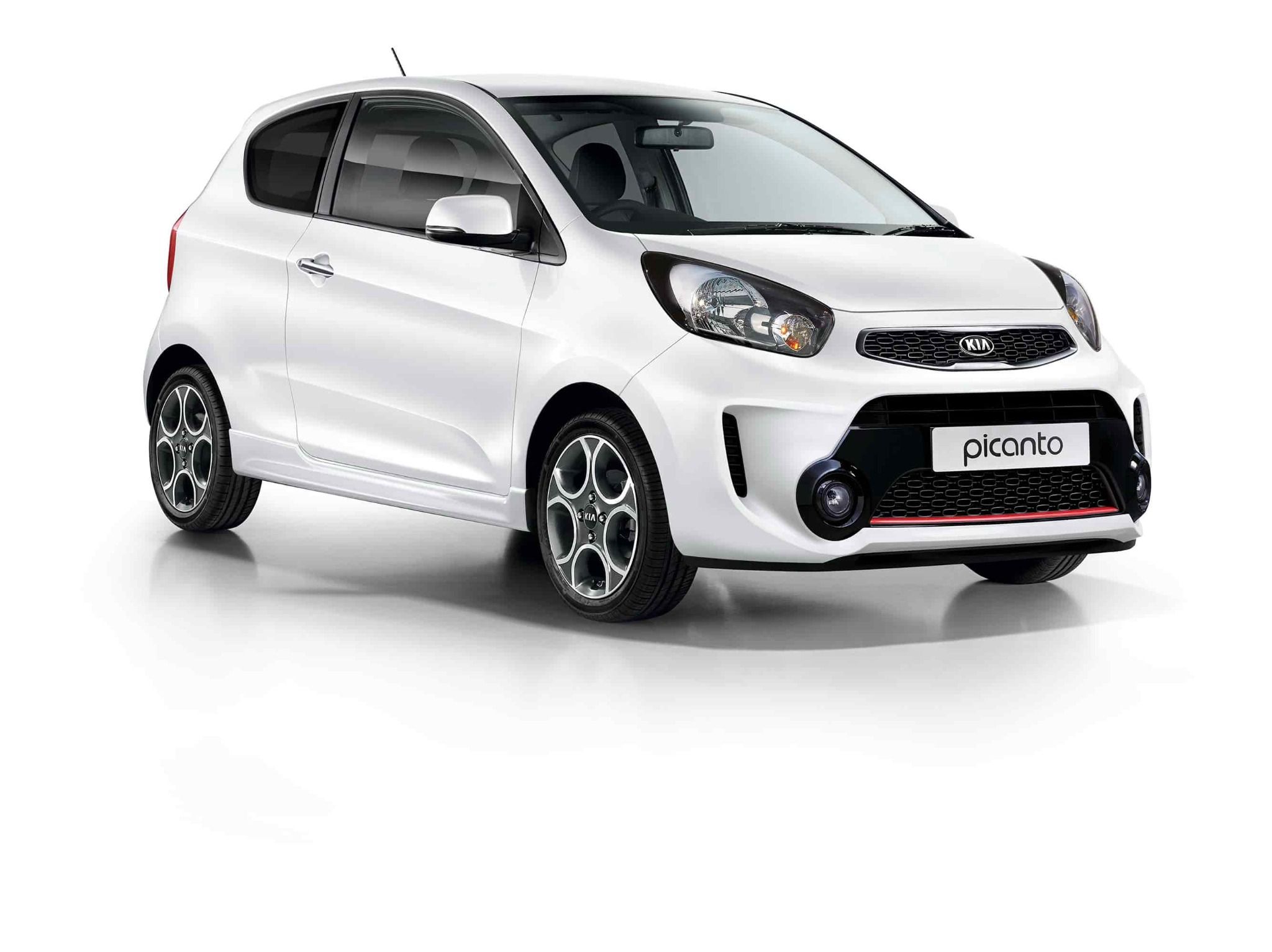 White Kia Picanto Parked Up on White Background