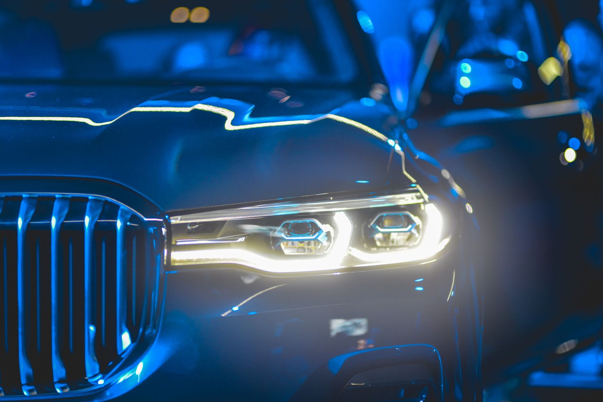 close up of a BMW headlight