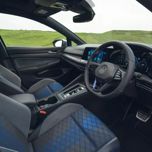 Black and Blue Interior of VW Golf R