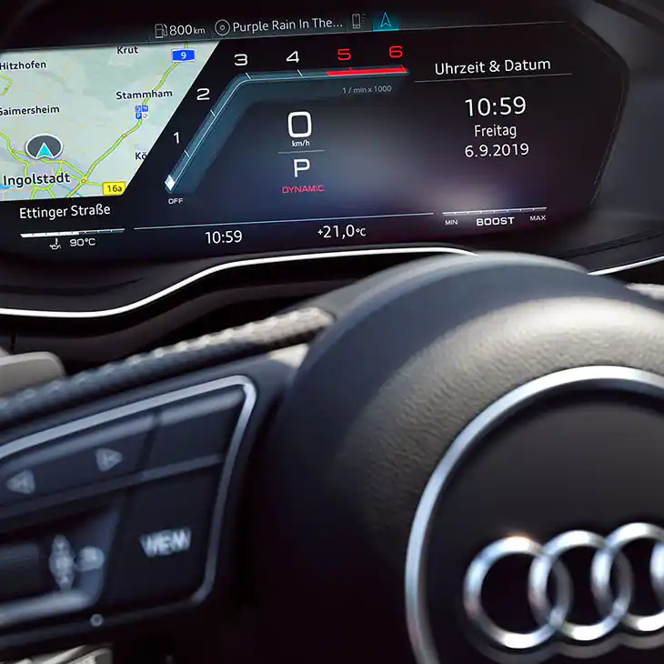 close up of an audi s5 coupe virtual cockpit
