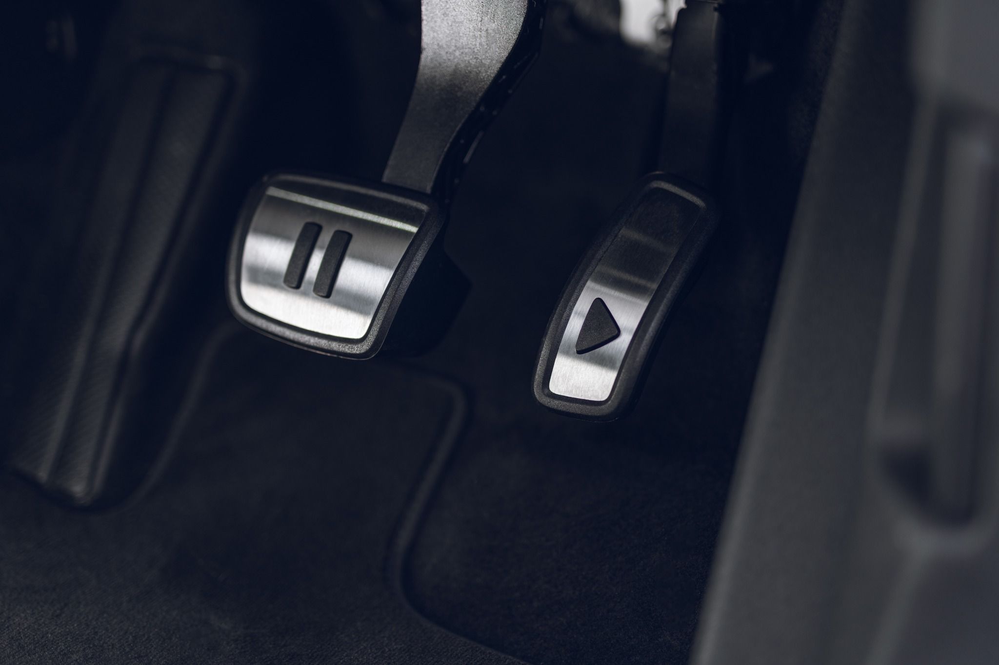 Close up of pedals in an EV