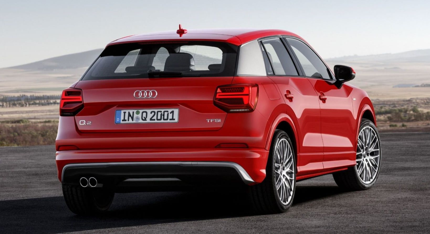 Red Audi Q2 Driving
