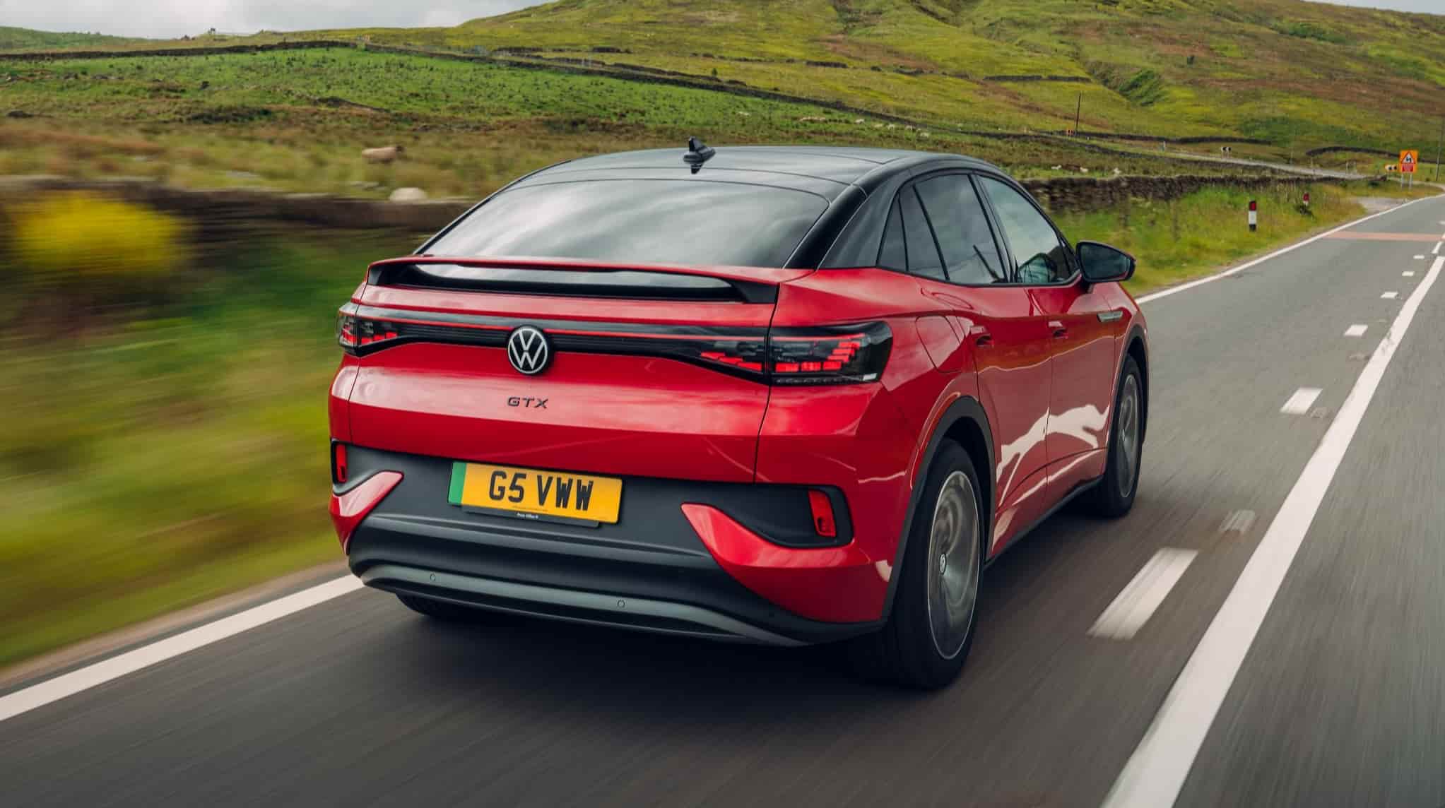 rear exterior of red volkswagen id5