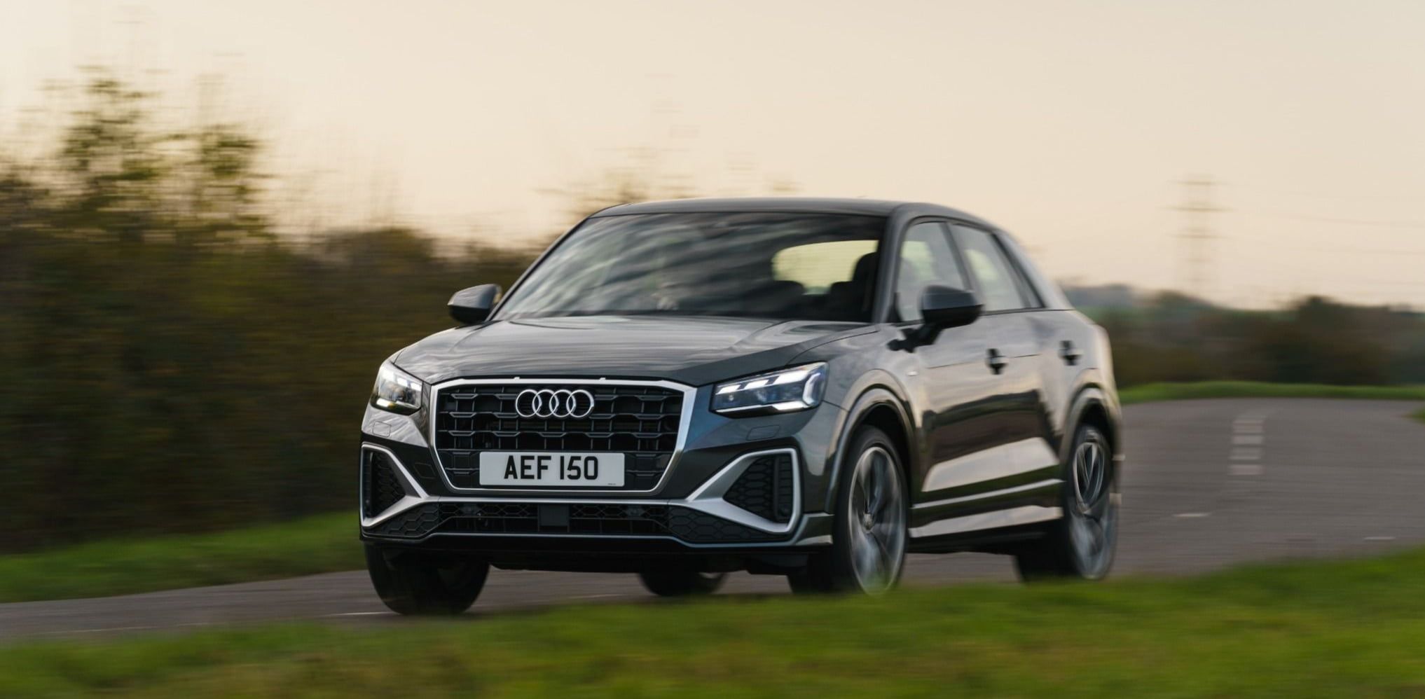 Front of Grey Q2 driving down road