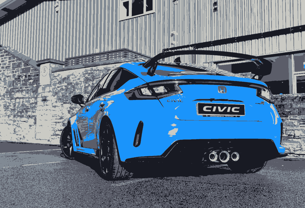 Blue Honda Civic Type R from Rear