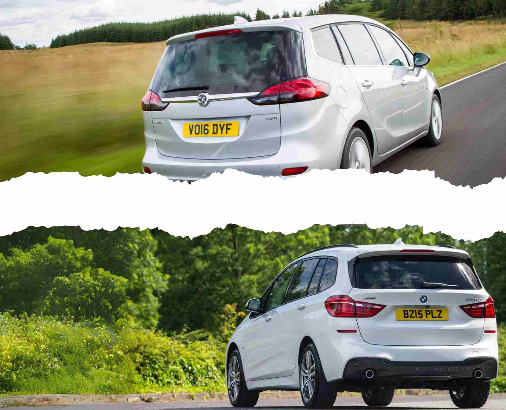 Split image of a Vauxhall and a BMW