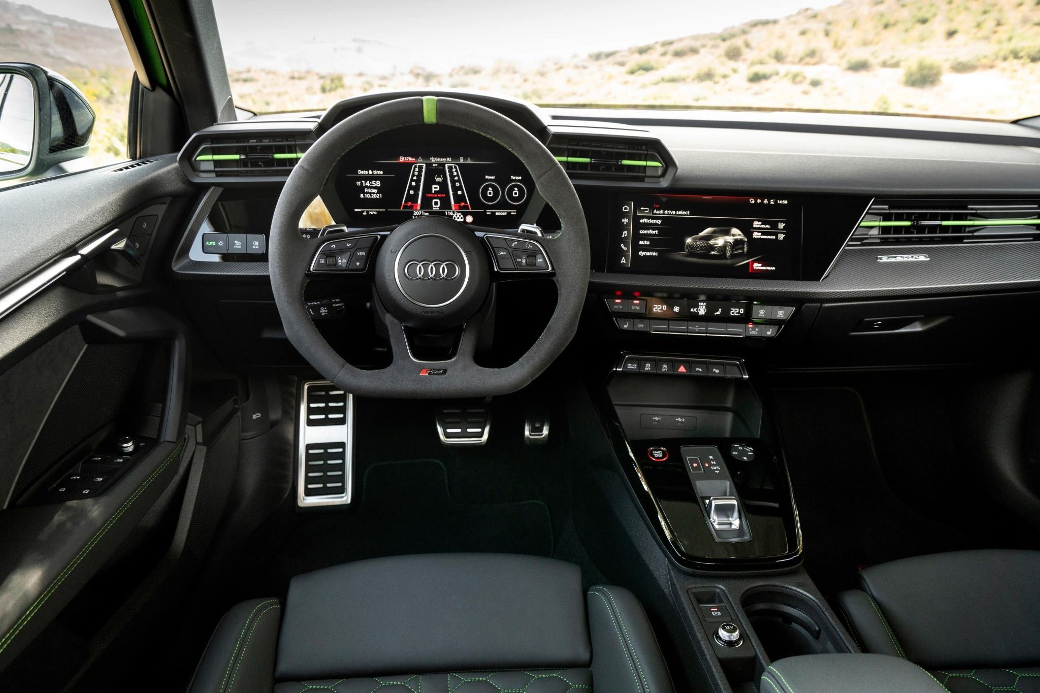 2021 Green Audi RS3 Interior Steering Wheel