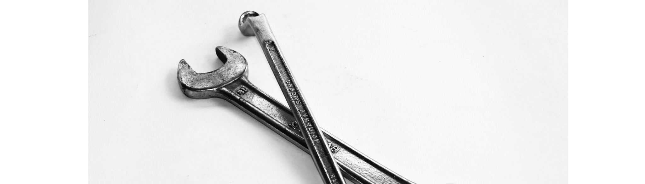 Spanners placed on a white background