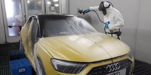 Audi A1 being sprayed