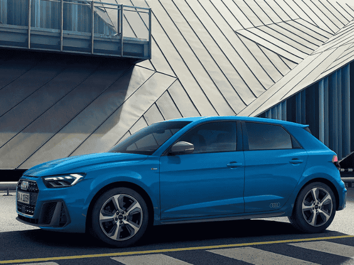 Blue Audi A1 Sportback parked