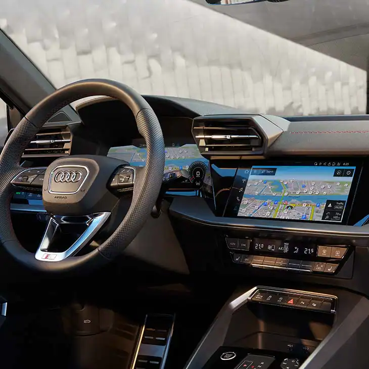 Audi A3 Saloon infotainment screen and driver digital cockpit
