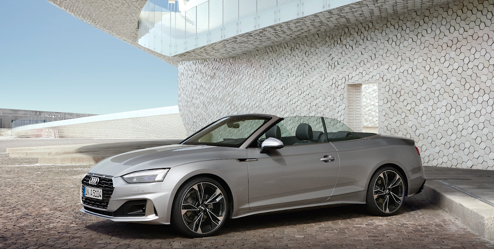 Side view of the Audi A5 Cabriolet with the roof down