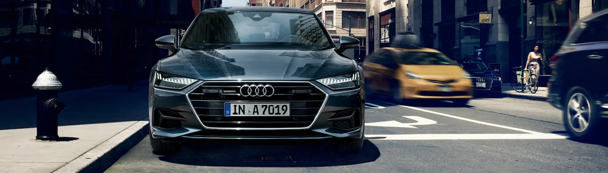 Audi A7 Sportback front profile on the road