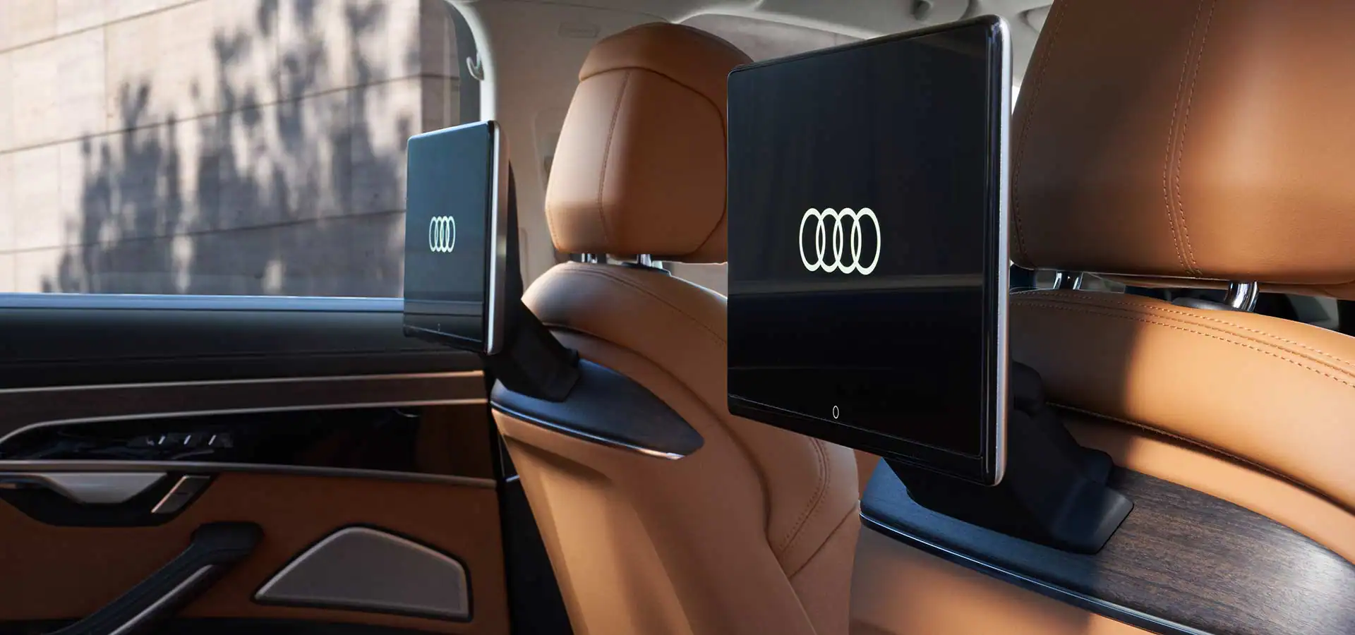 Audi A8 L interior rear passenger displays