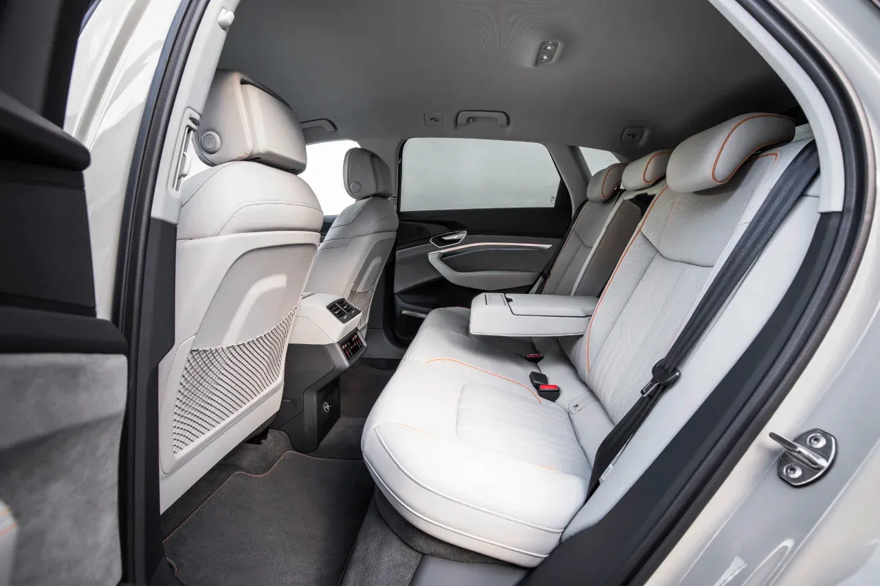 Audi e-tron white interior passenger rear seats