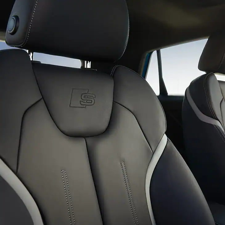 close up of audi q2 s leather seats
