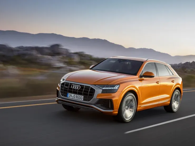 audi q8 front side driving test drive review