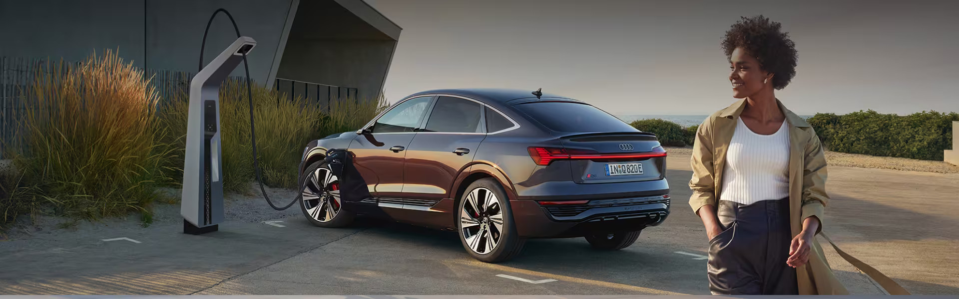 Audi Q8 e-tron Sportback parked up and charging