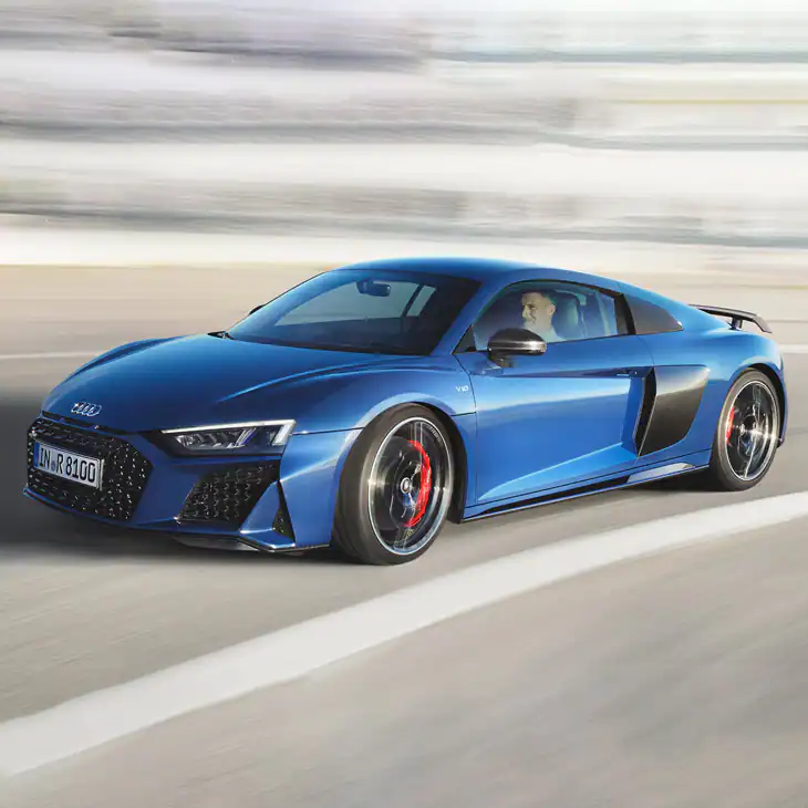 audi r8 coupe front exterior driving