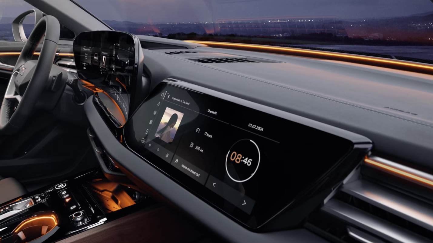 Audi S5 interior drivers cockpit with powered infotainment displays