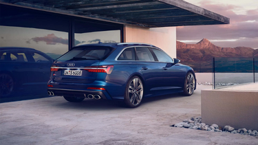 Blue Audi S6 Avant exterior rear