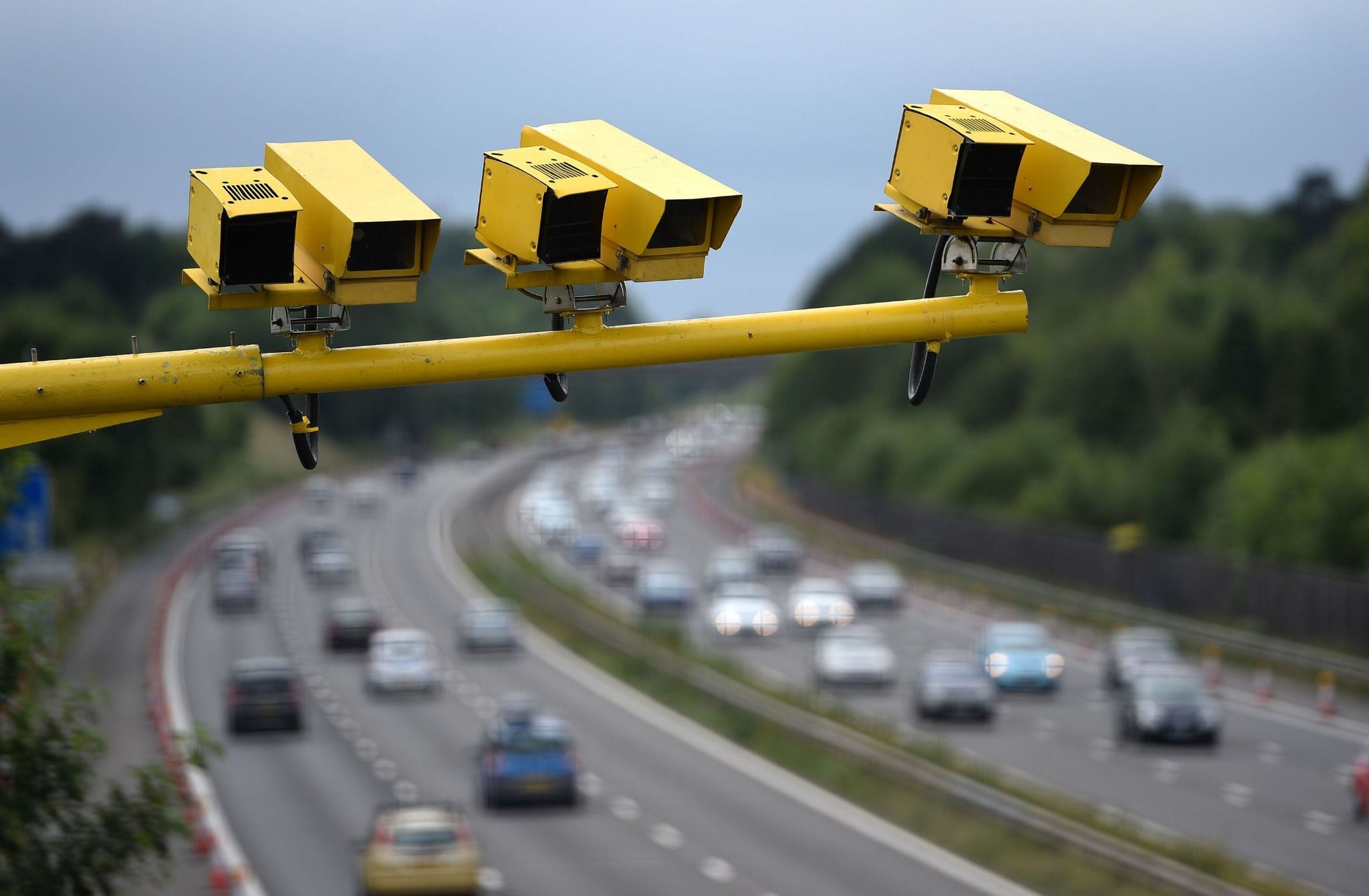 Close up view of a average speed camera