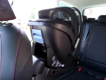 Baby seat placed in the rear seats of a car